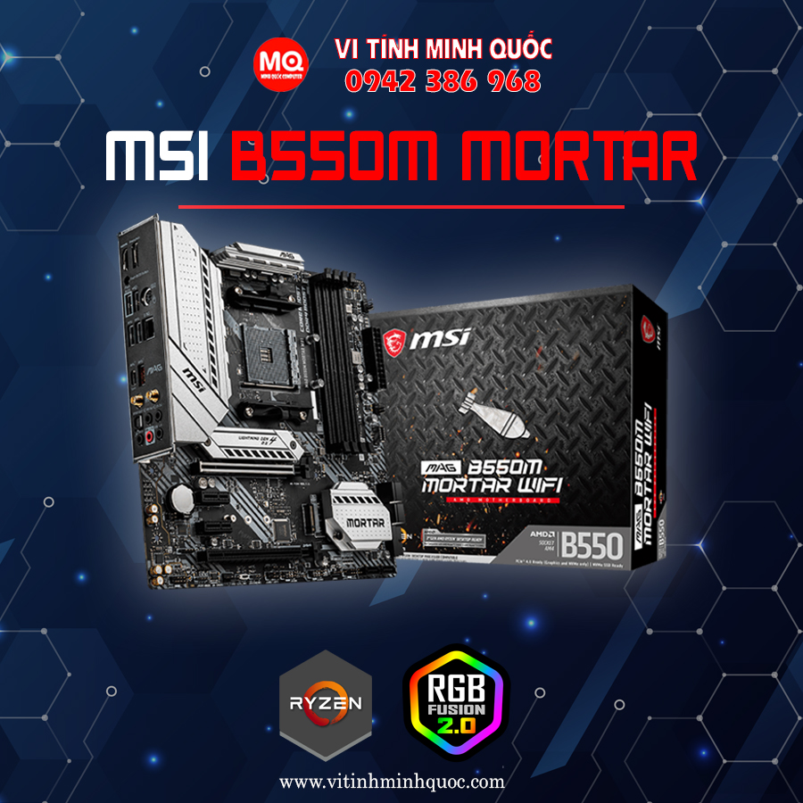 Mainboard MSI MAG B550M MORTAR (AMD B550, Socket AM4, m-ATX, 4 khe RAM DDR4)