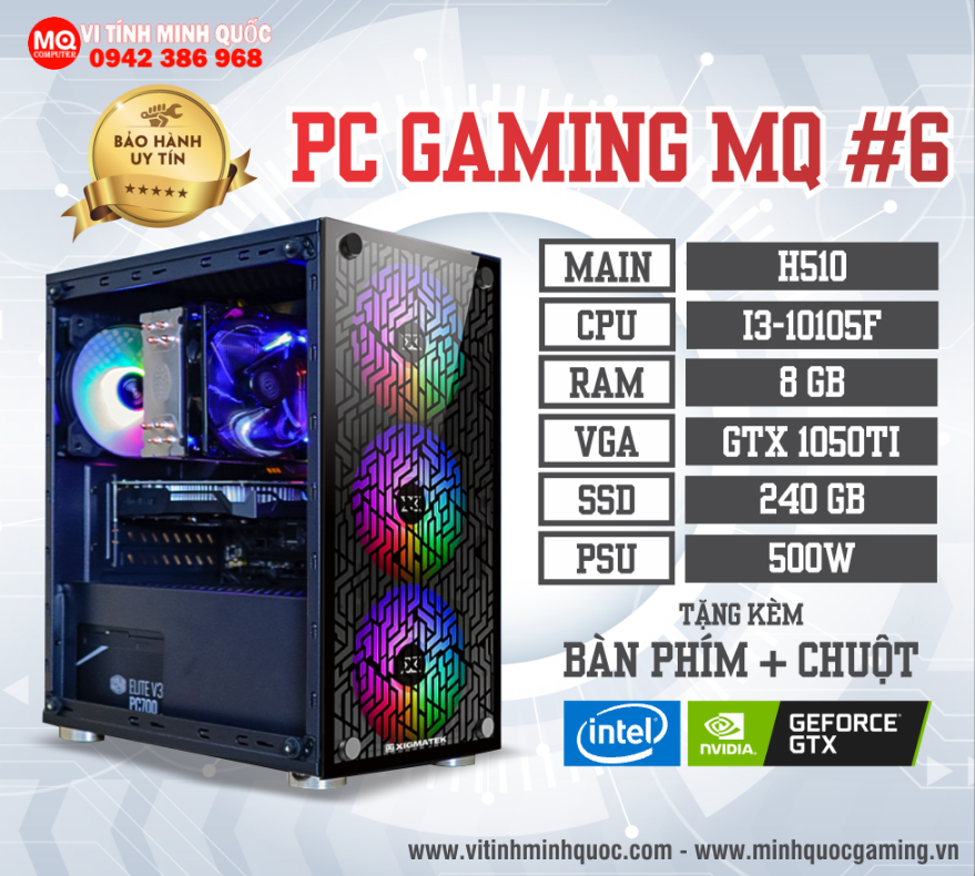 PC GAMING MQ 6 I3-10105F / 1050TI / 8G giải trí xem phim, chơi game toàn diện