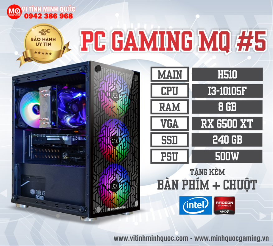 PC GAMING MQ 5 I3-10105F / 6500XT / 8G đỉnh cao game thủ, chiến tất cả game