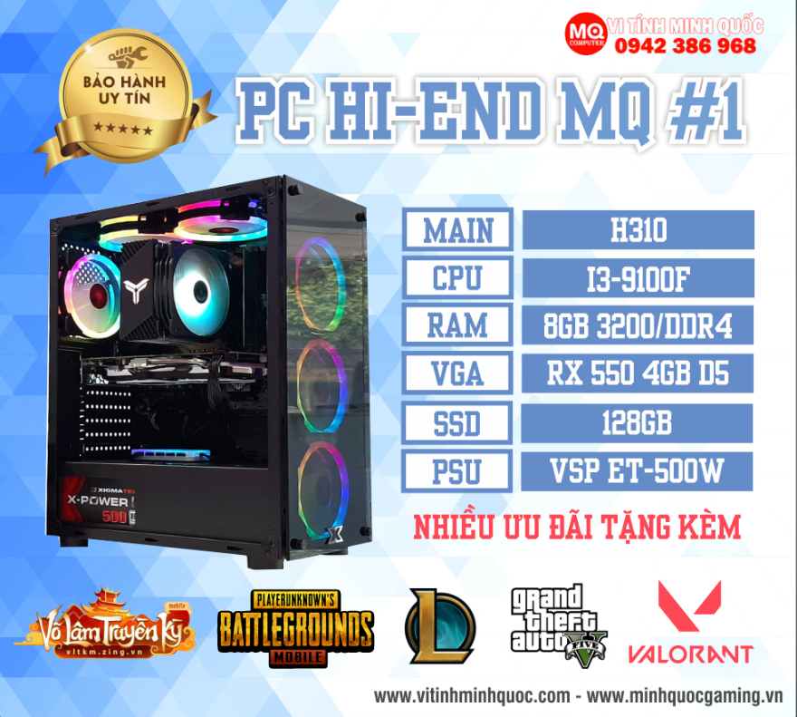PC HI-END GAMING H310 / I3-9100F CHIẾN GAME ĐỒ HỌA CAO, GAME OFFLINE NẶNG