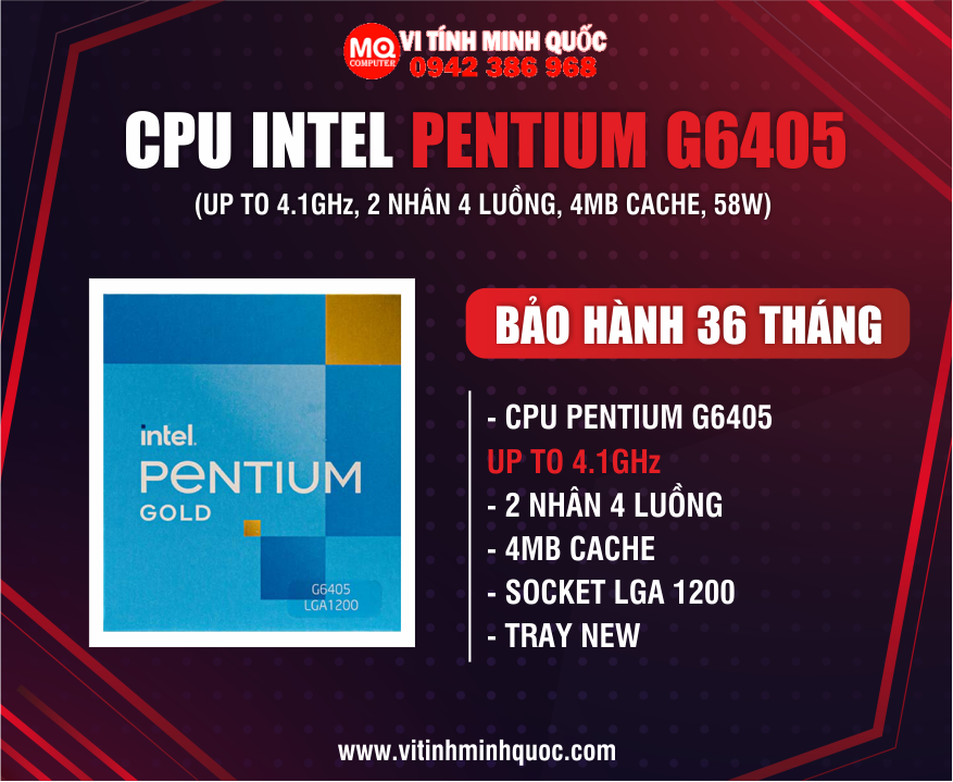 cpu-intel-pentium-g6405-410ghz-4m-2-cores-4-threads-tray-new