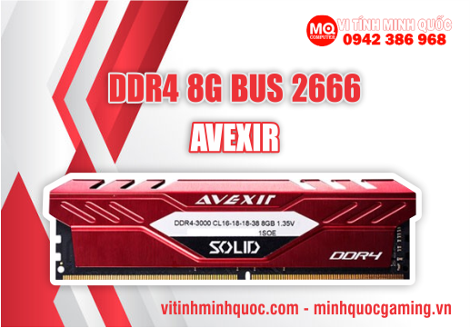 RAM DDR4 8GB AVEXIR BUSS 2666 1S0E-Solid Red TẢN NHIỆT NEW